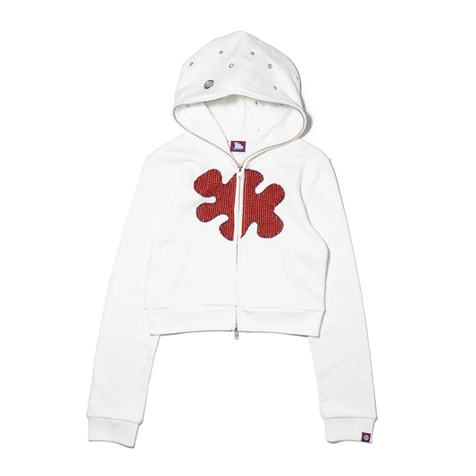 Pierced Patch Zip Hoodie