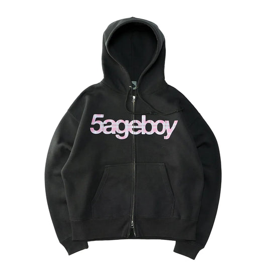 5ageboy plaid logo zip hoodie