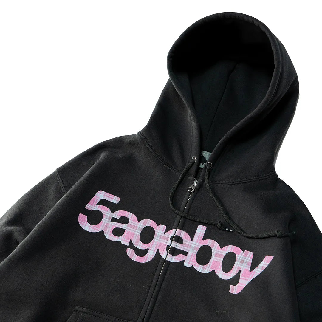 5ageboy plaid logo zip hoodie