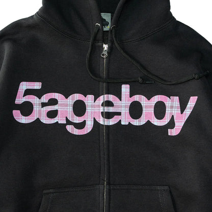 5ageboy plaid logo zip hoodie