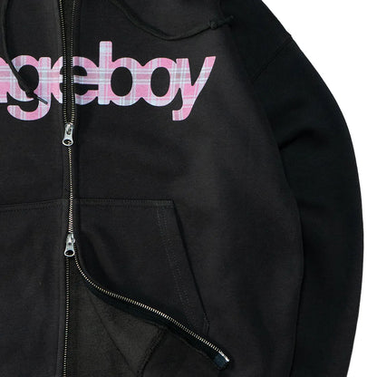 5ageboy plaid logo zip hoodie