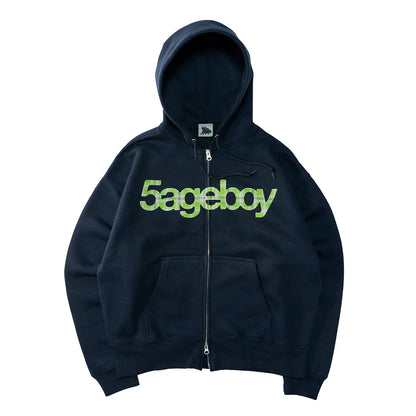 5ageboy plaid logo zip hoodie