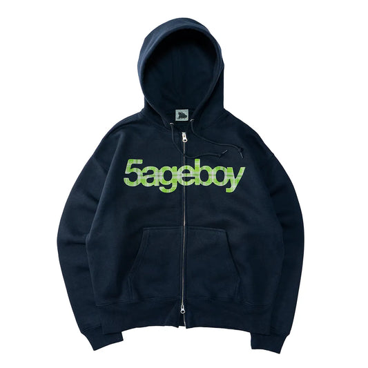 5ageboy plaid logo zip hoodie