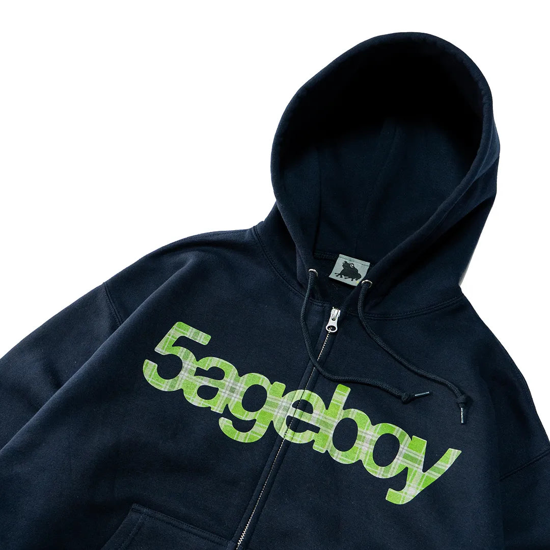 5ageboy plaid logo zip hoodie
