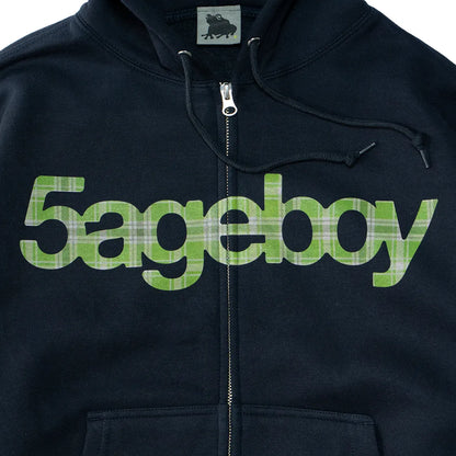 5ageboy plaid logo zip hoodie