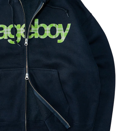 5ageboy plaid logo zip hoodie